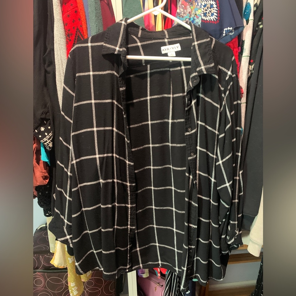Black and White Plaid Top